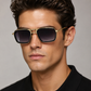 JMM Gold Black Double-Bridge Navigator Sunglasses