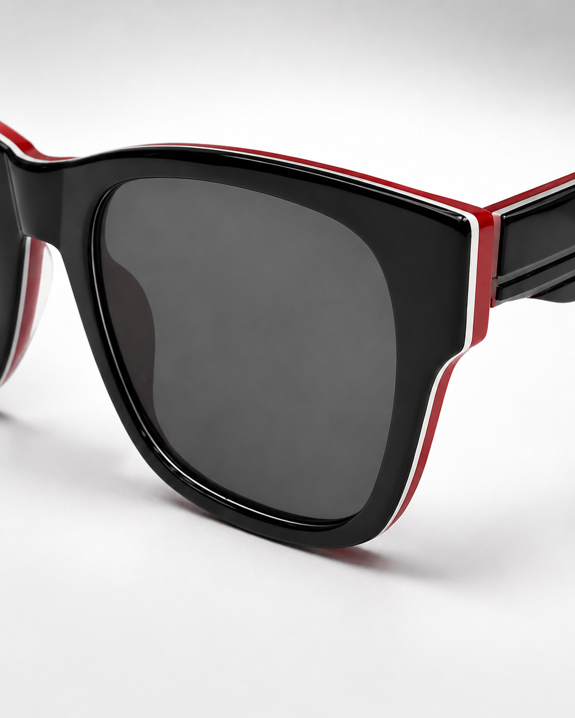 CD Black Red Oversized Square Sunglasses