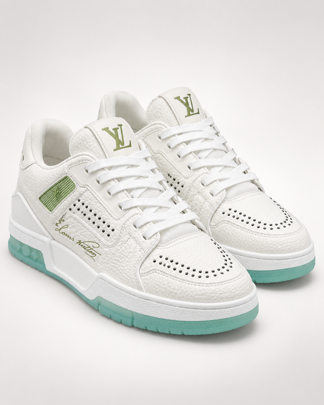 Women’s White & Mint Studded Sneakers - Codex Image 22 Sept 2026, 14 48 51