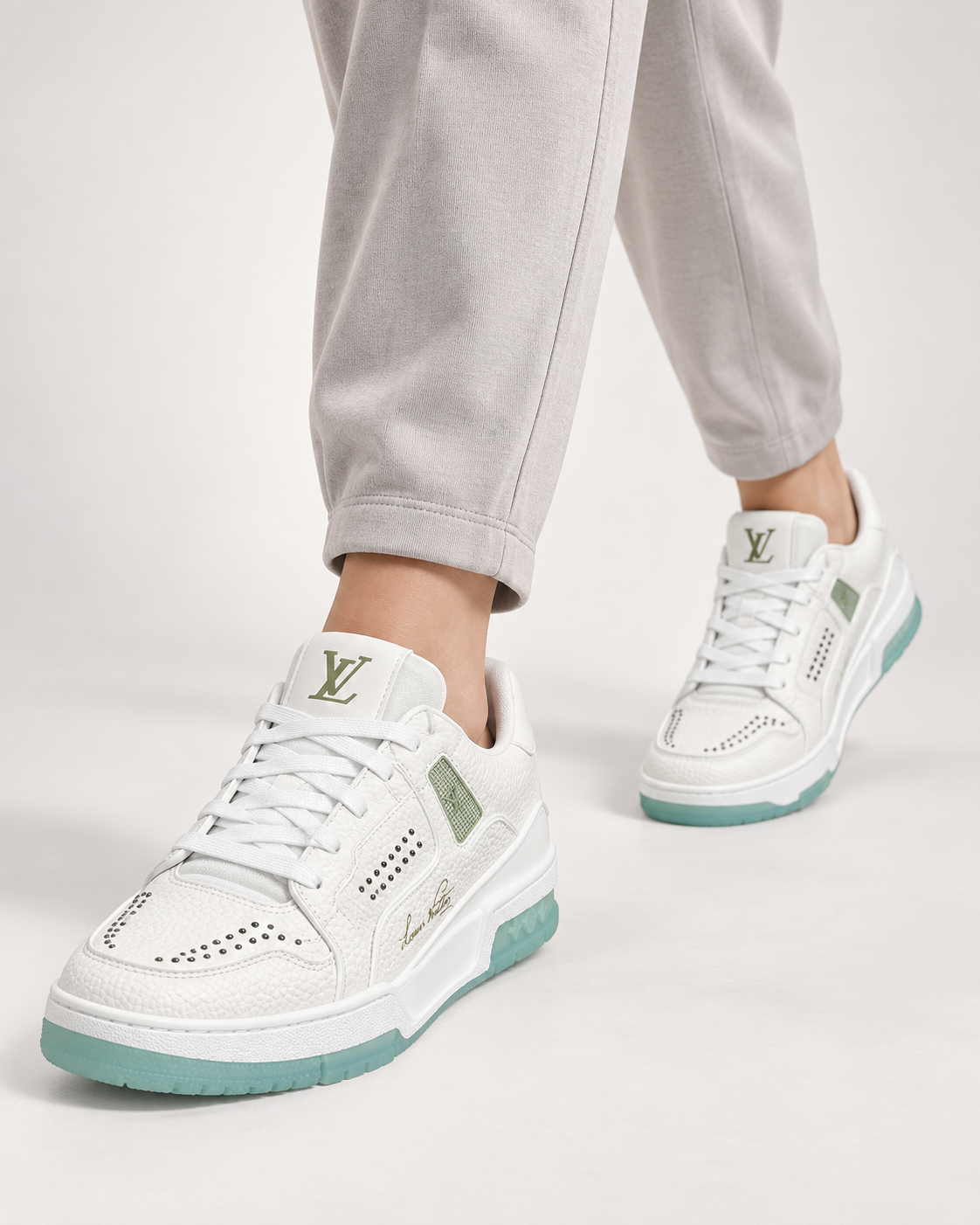 Women’s White & Mint Studded Sneakers - Codex Image 22 Sept 2026, 14 48 56