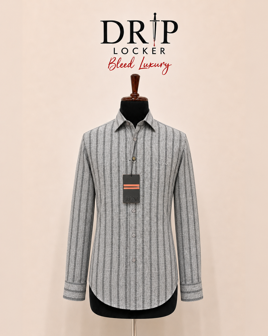 Men’s Grey Textured-Stripe Shirt - Cool Grey Slub Shirt Hero (3)