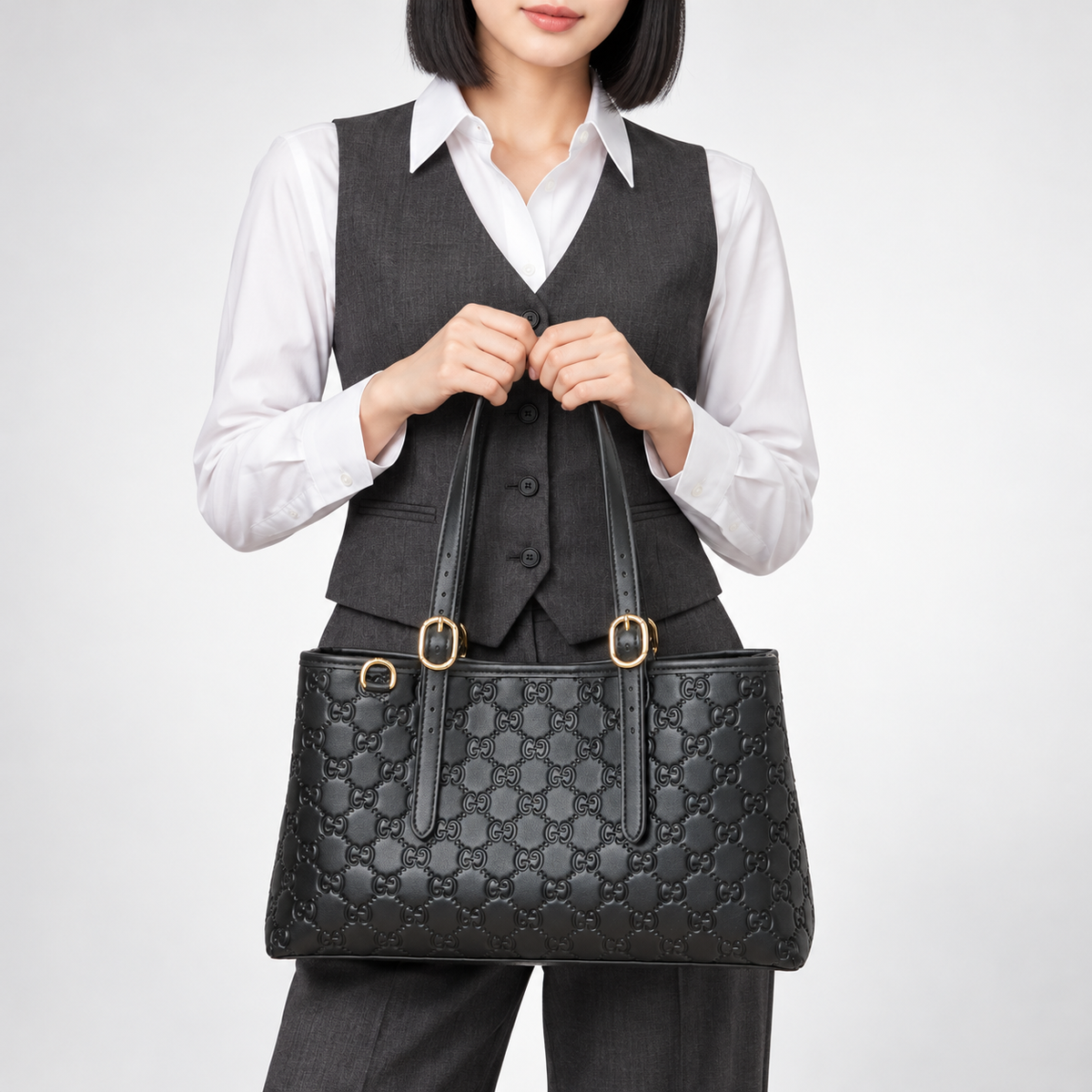 GG Black Monogram Tote Bag - main image