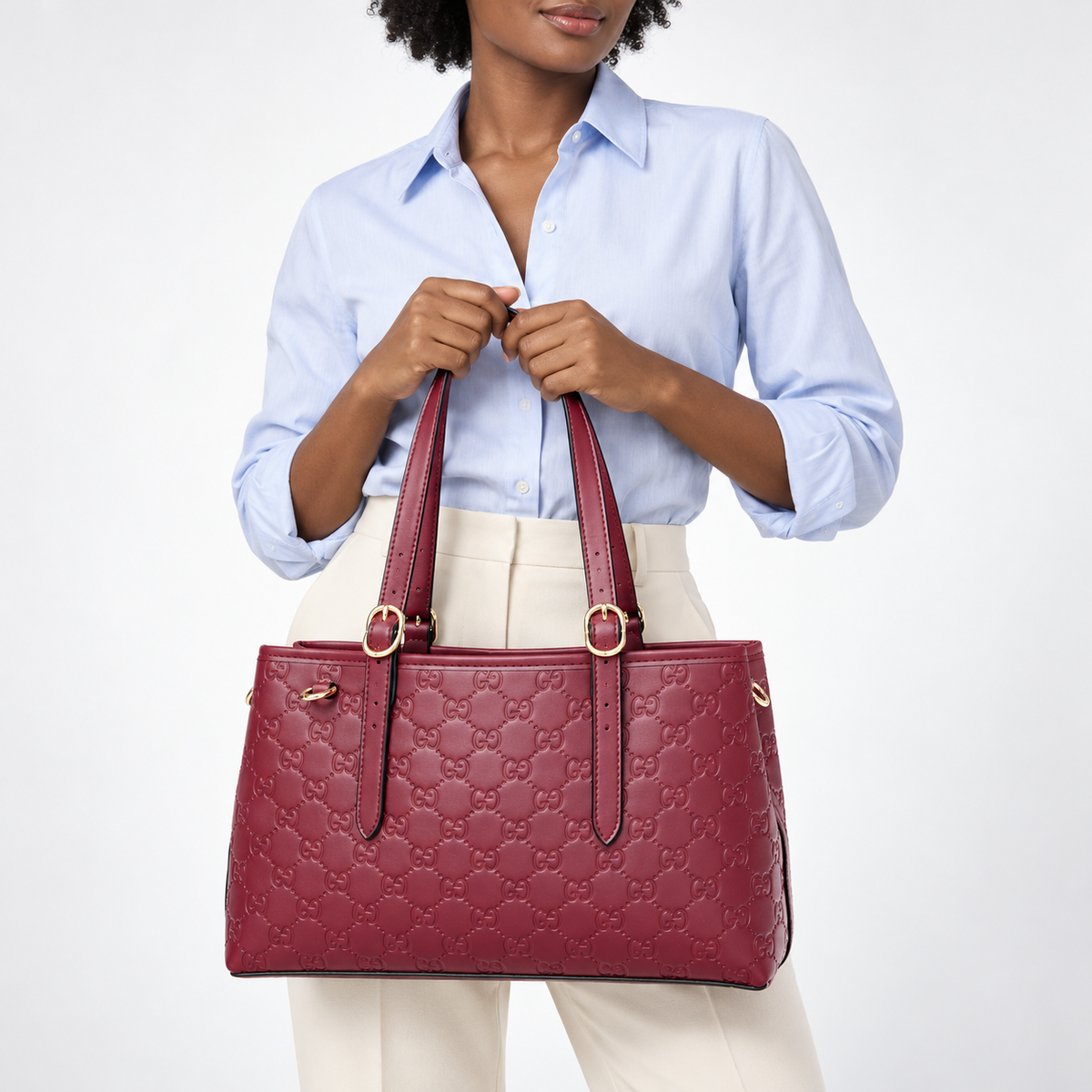 GG Burgundy Monogram Tote Bag - main image