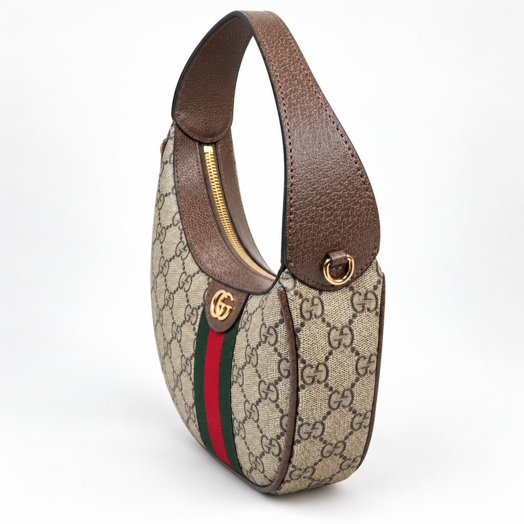 GG Beige & Brown Monogram Crescent Bag - product image 4