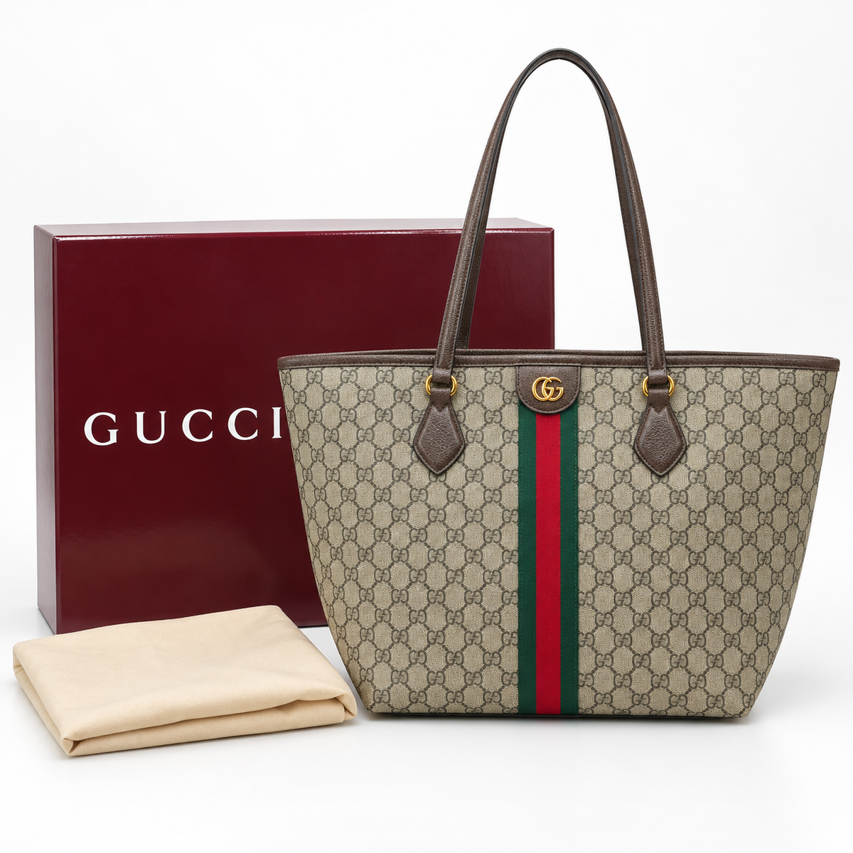 GG Beige Monogram Web-Stripe Tote - product image 3
