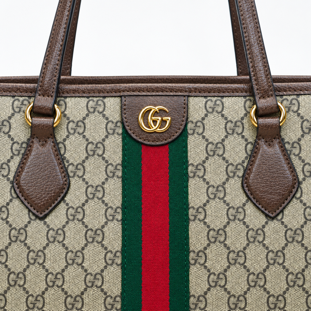 GG Beige Monogram Web-Stripe Tote - product image 7