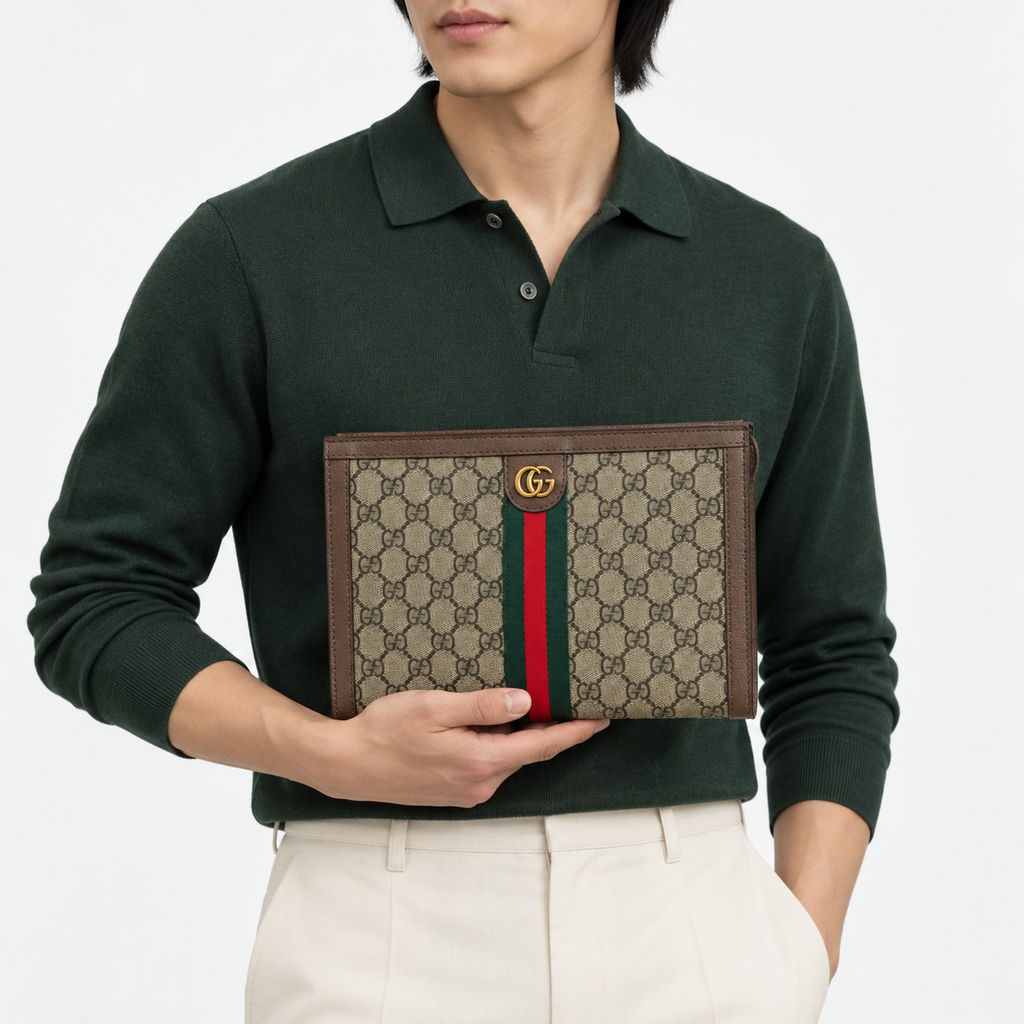 GG Beige Monogram Men�s Clutch - main image