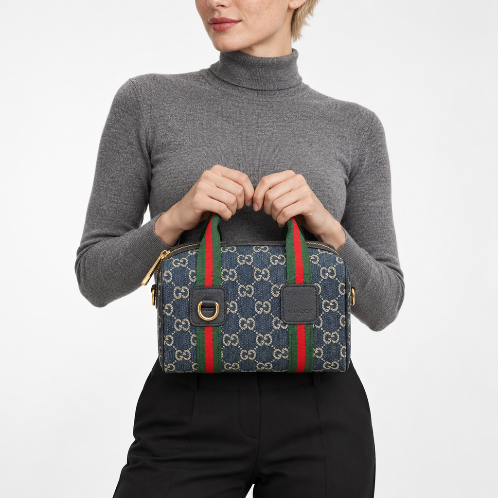 GG Blue Monogram Boston Bag - main image