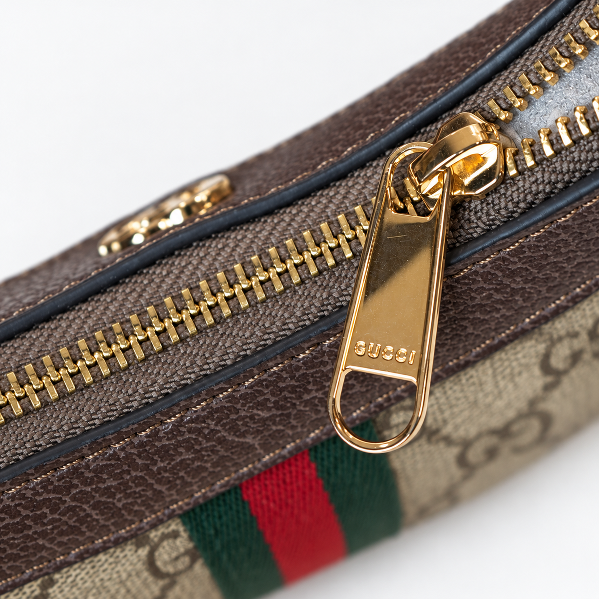 GG Beige & Brown Monogram Baguette Shoulder Bag - image 5