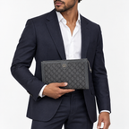 GG Charcoal Monogram Men’s Clutch