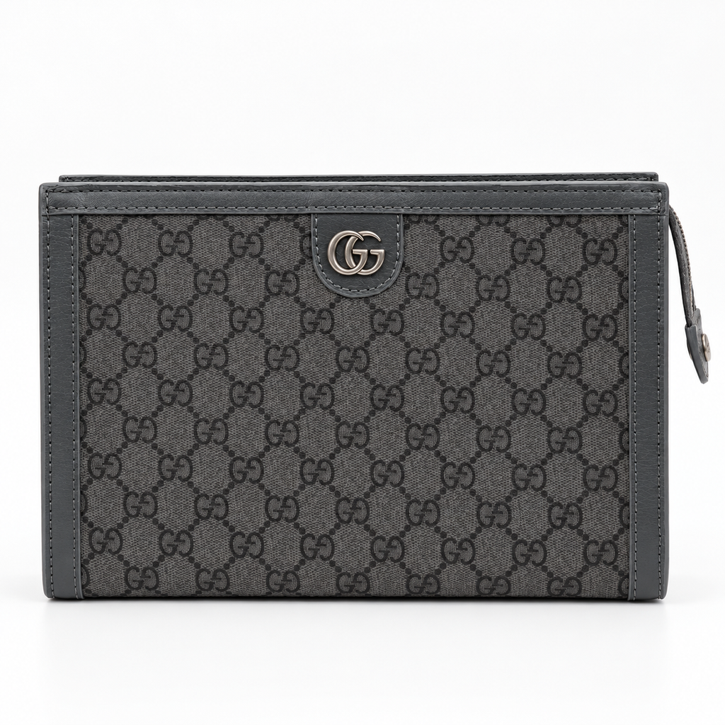 GG Charcoal Monogram Men’s Clutch - image 2