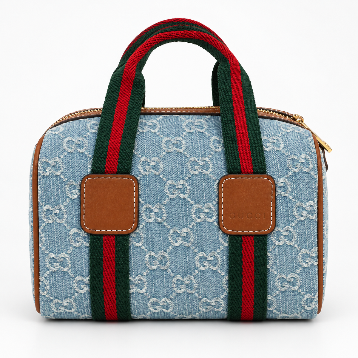 GG Light Blue Monogram Boston Bag - image 2