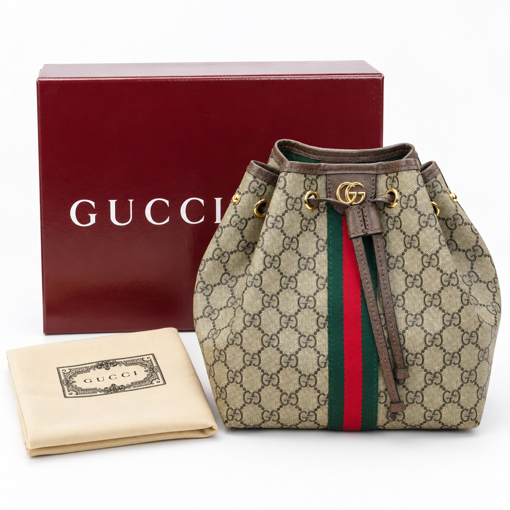 GG Beige Monogram Drawstring Bucket Bag - image 3