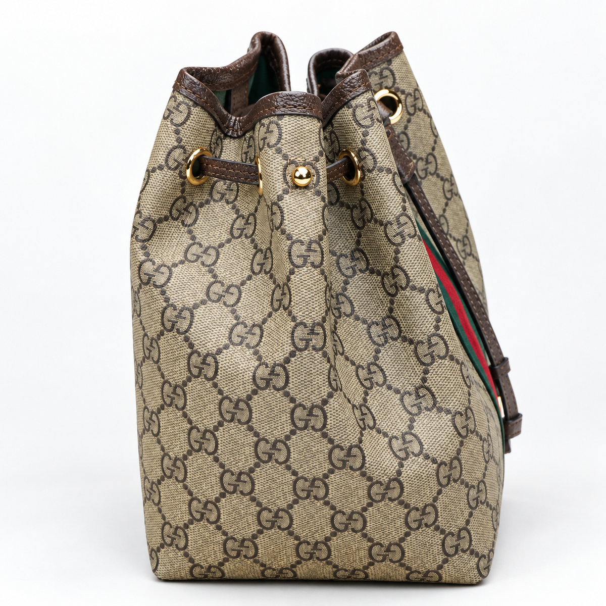 GG Beige Monogram Drawstring Bucket Bag - image 4