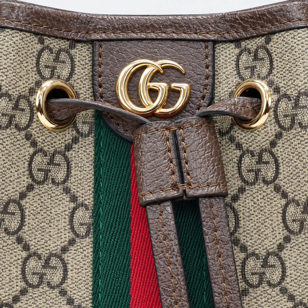 GG Beige Monogram Drawstring Bucket Bag - image 7