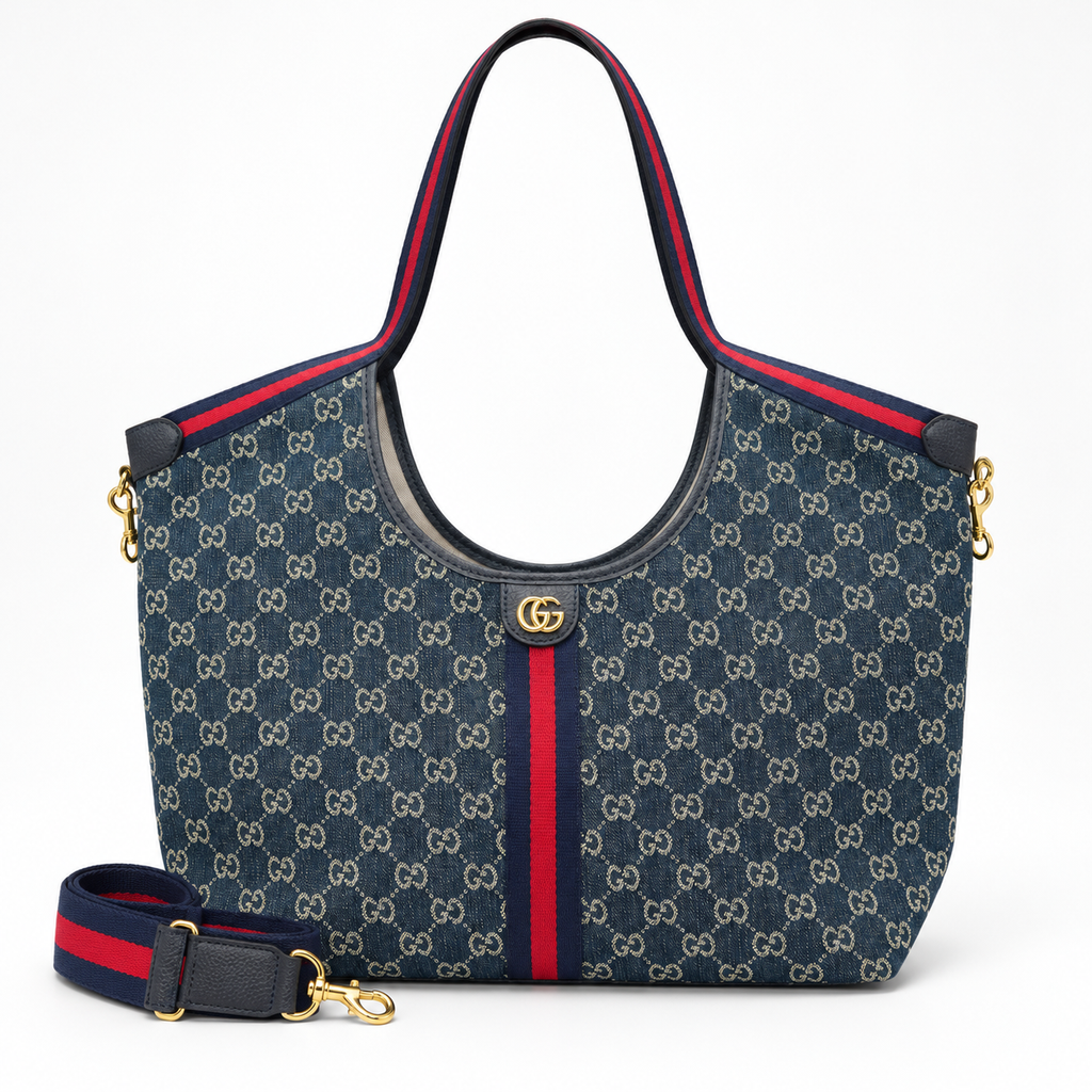 GG Navy Monogram Tote Bag - image 2