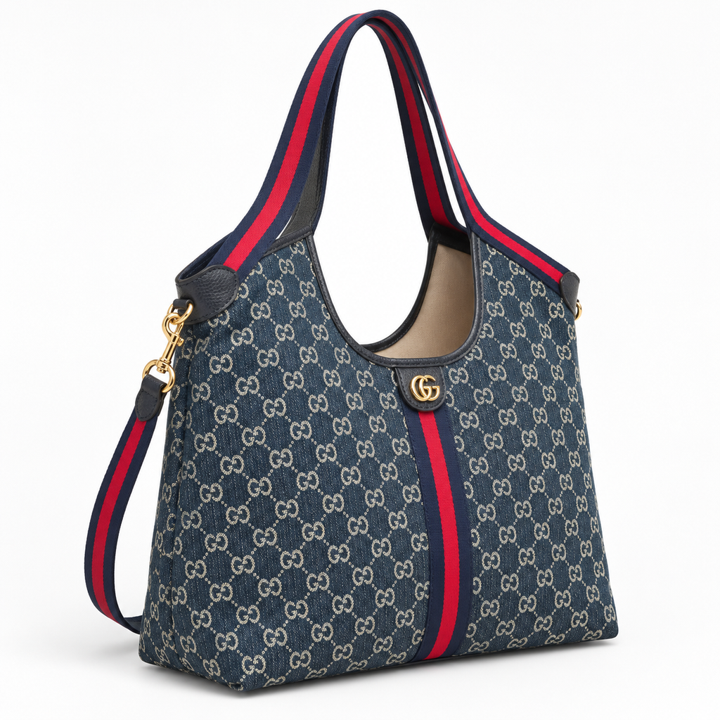 GG Navy Monogram Tote Bag - image 4