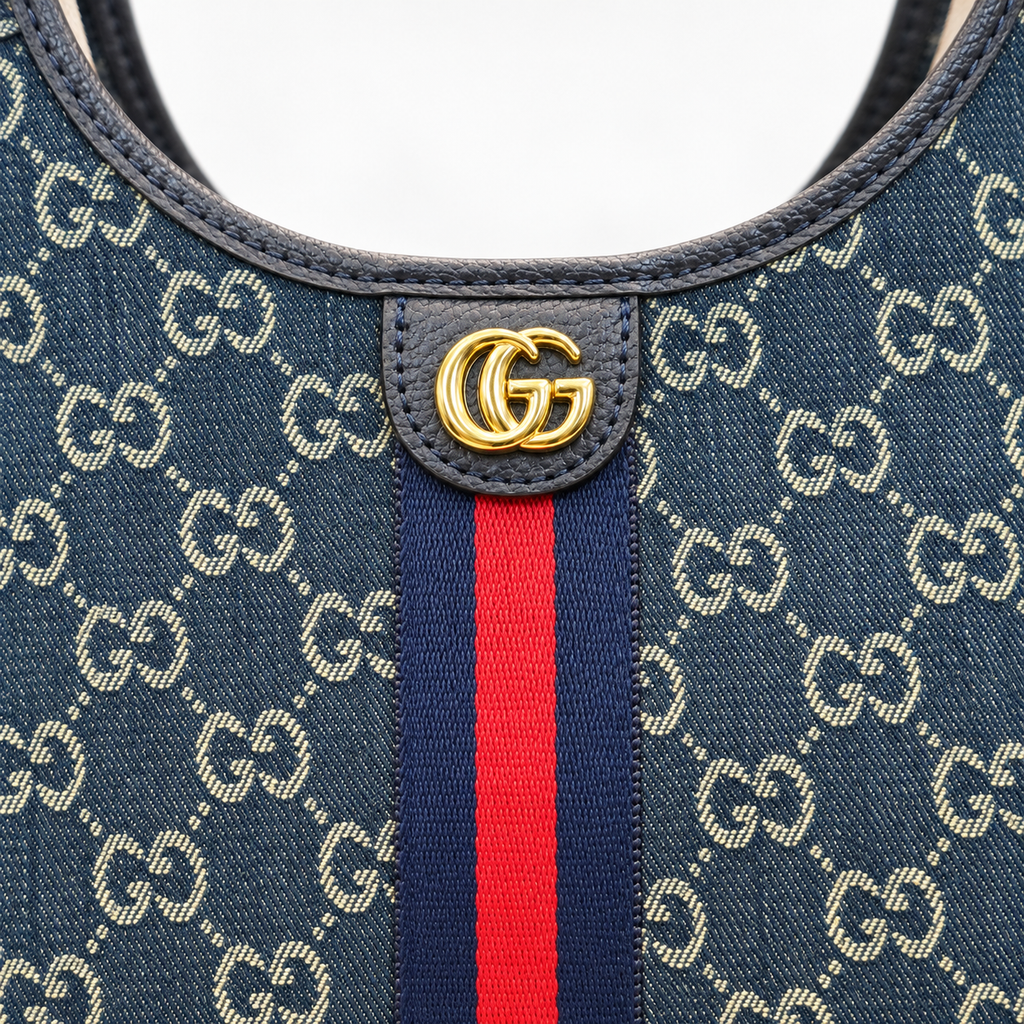 GG Navy Monogram Tote Bag - image 6