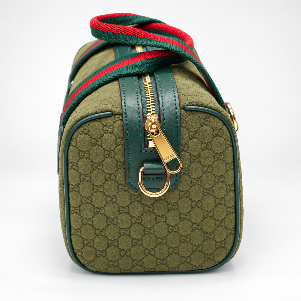 GG Olive Green Monogram Boston Bag - image 4