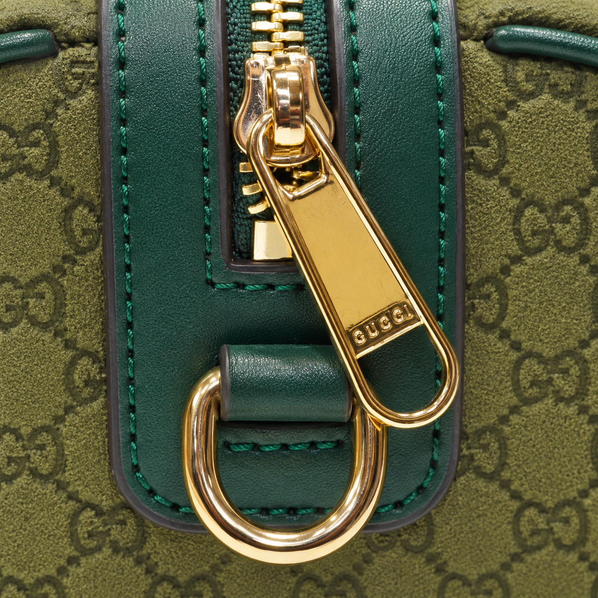 GG Olive Green Monogram Boston Bag - image 6
