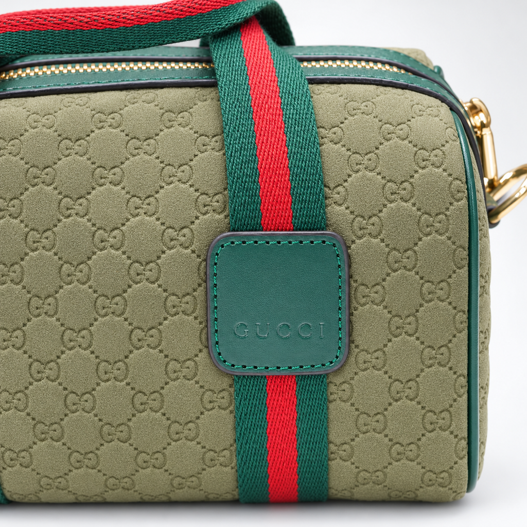 GG Olive Green Monogram Boston Bag - image 7