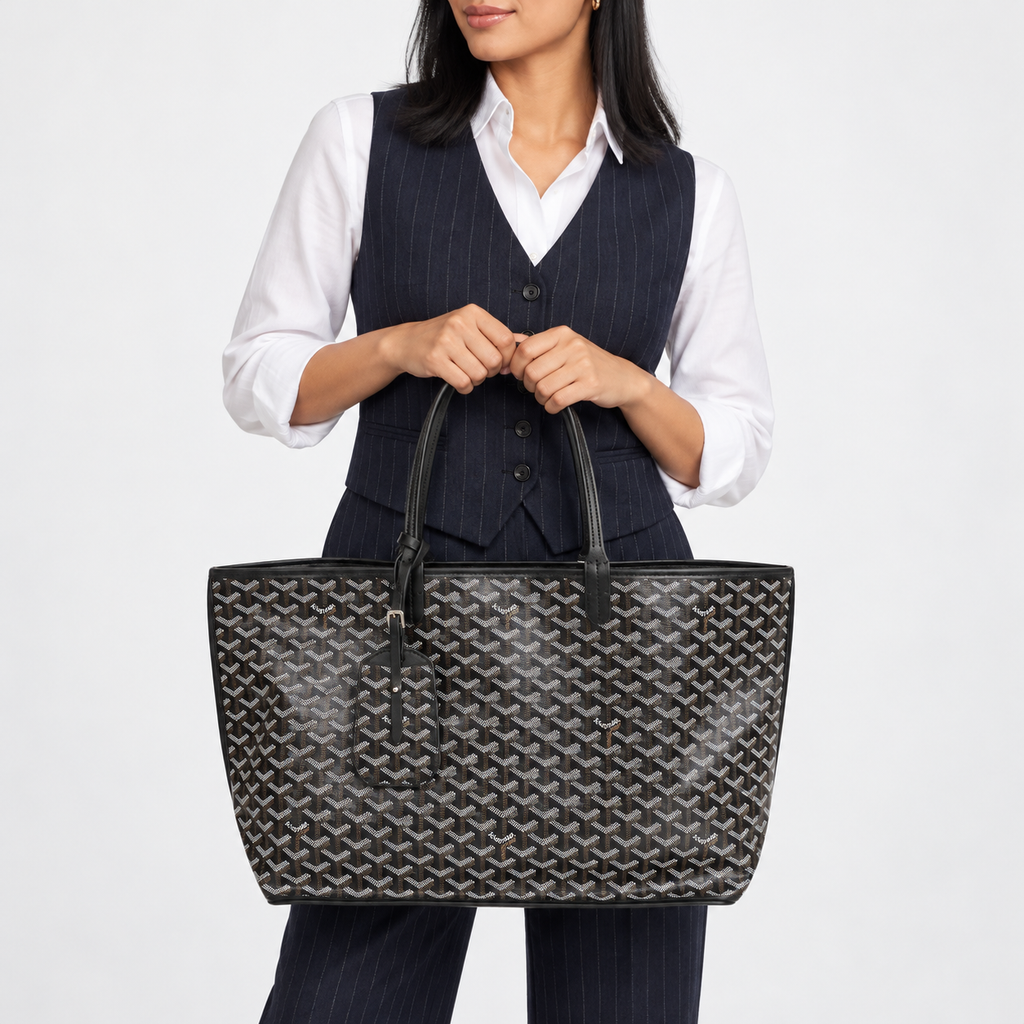 GY Black Monogram Tote Bag - image 1
