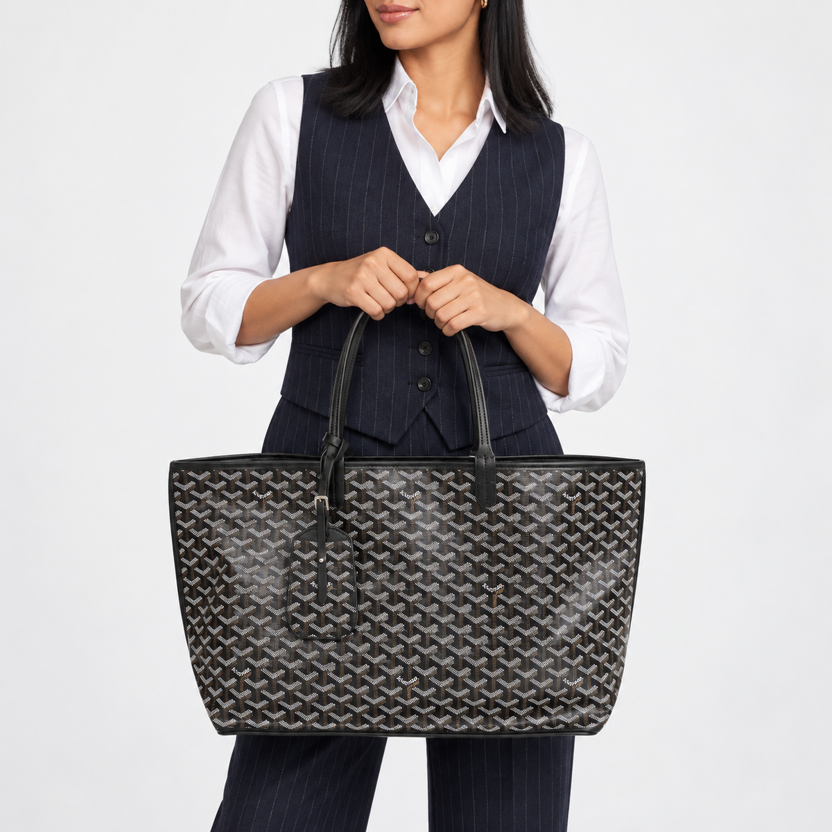 GY Black Monogram Tote Bag - image 1