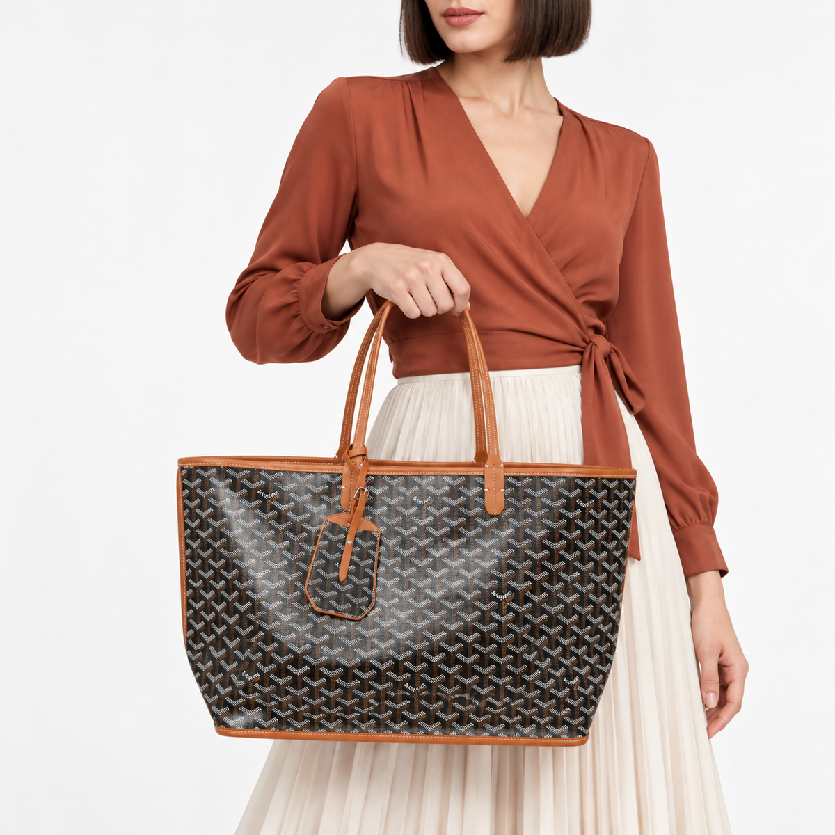 GY Black & Tan Monogram Tote Bag - image 1