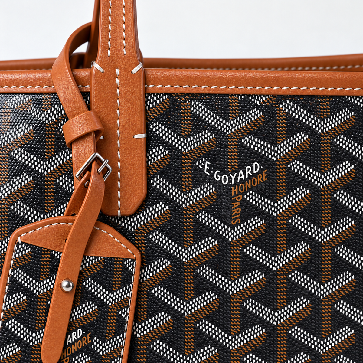 GY Black & Tan Monogram Tote Bag - image 7