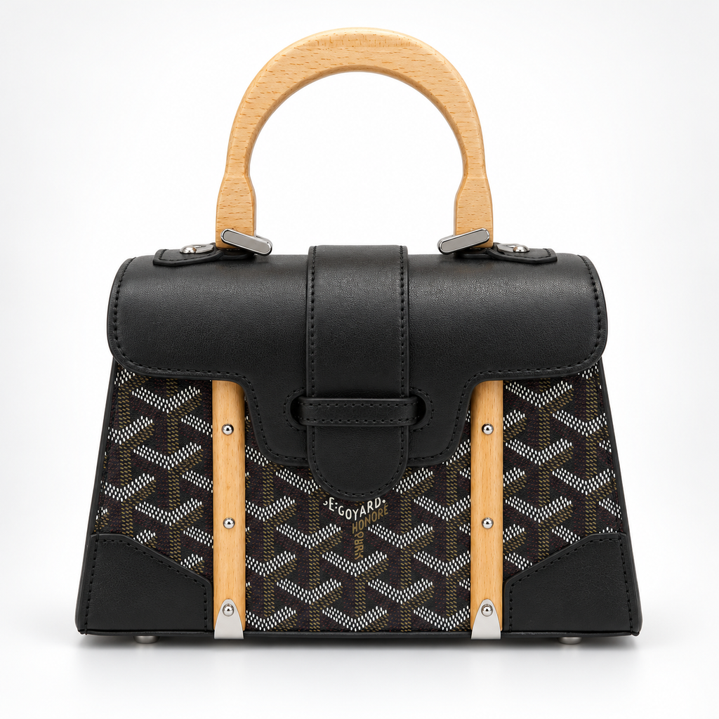 GY Black Monogram Wood-Handle Bag - image 2
