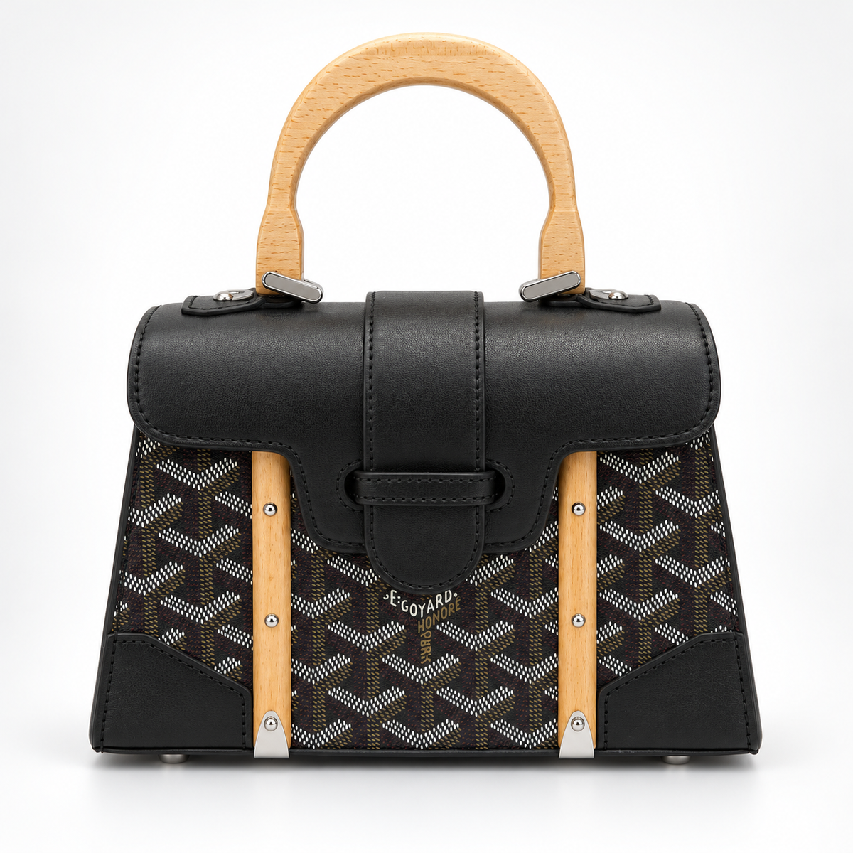 GY Black Monogram Wood-Handle Bag - image 2