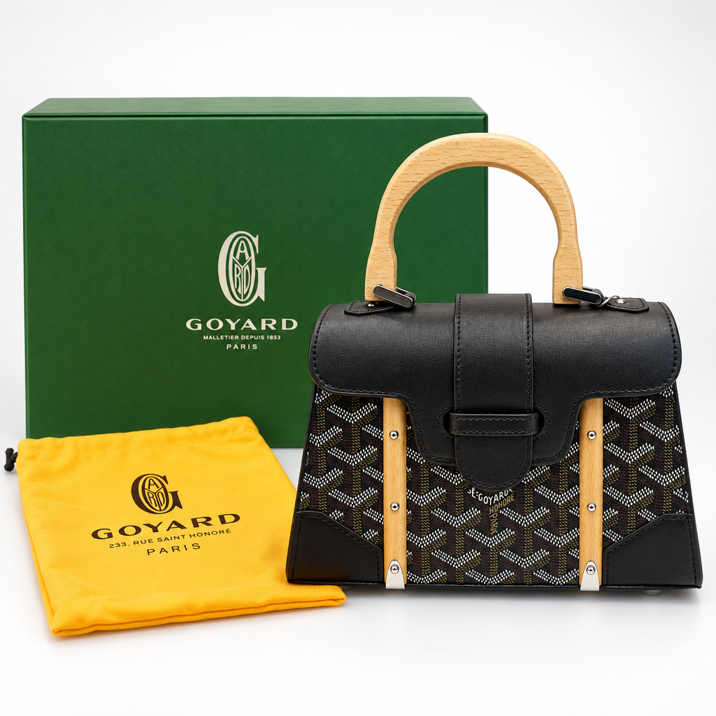 GY Black Monogram Wood-Handle Bag - image 3