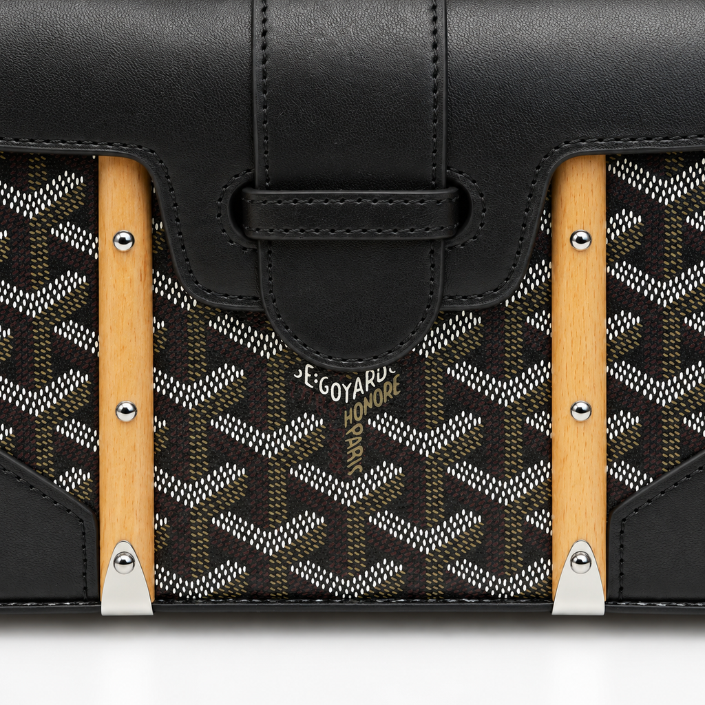 GY Black Monogram Wood-Handle Bag - image 7