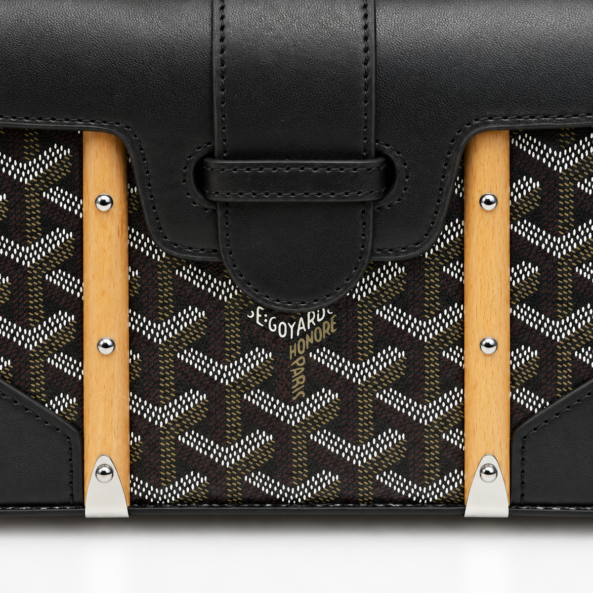 GY Black Monogram Wood-Handle Bag - image 7