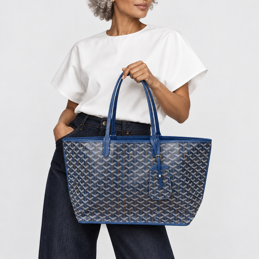 GY Blue Monogram Tote Bag - image 1
