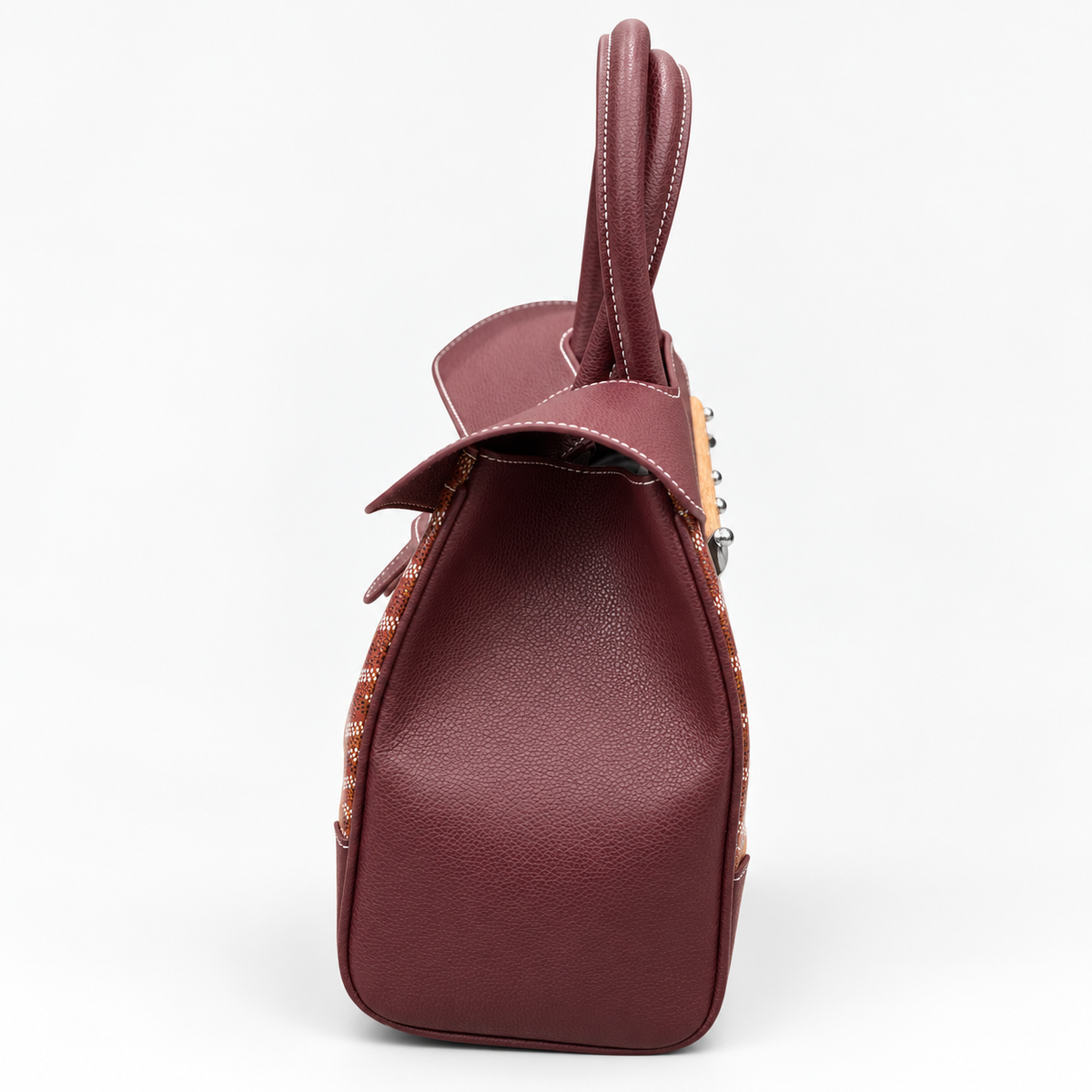 GY Burgundy Chevron Top-Handle Bag - image 4