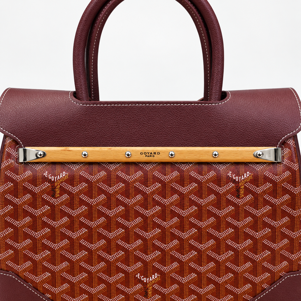 GY Burgundy Chevron Top-Handle Bag - image 6
