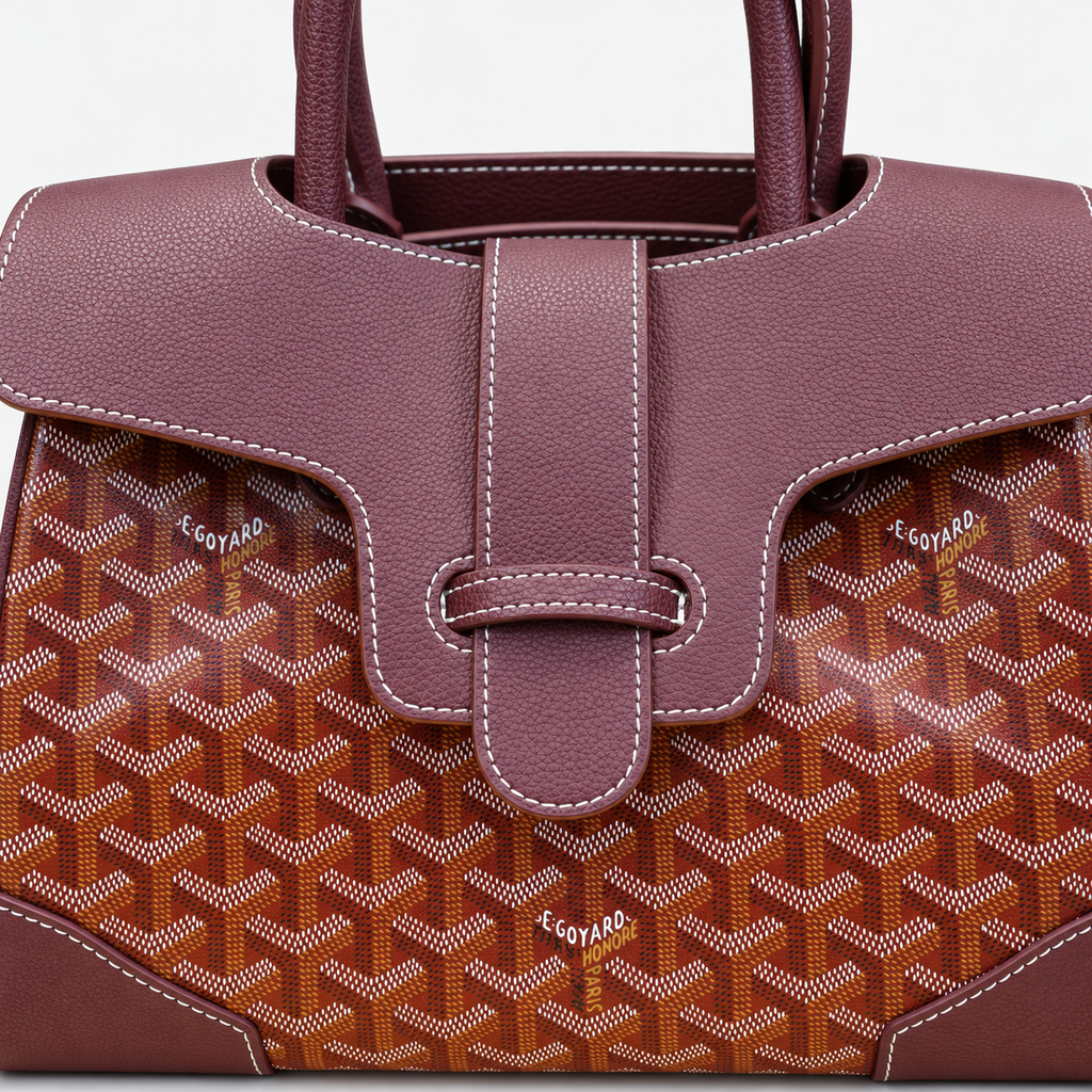 GY Burgundy Chevron Top-Handle Bag - image 7