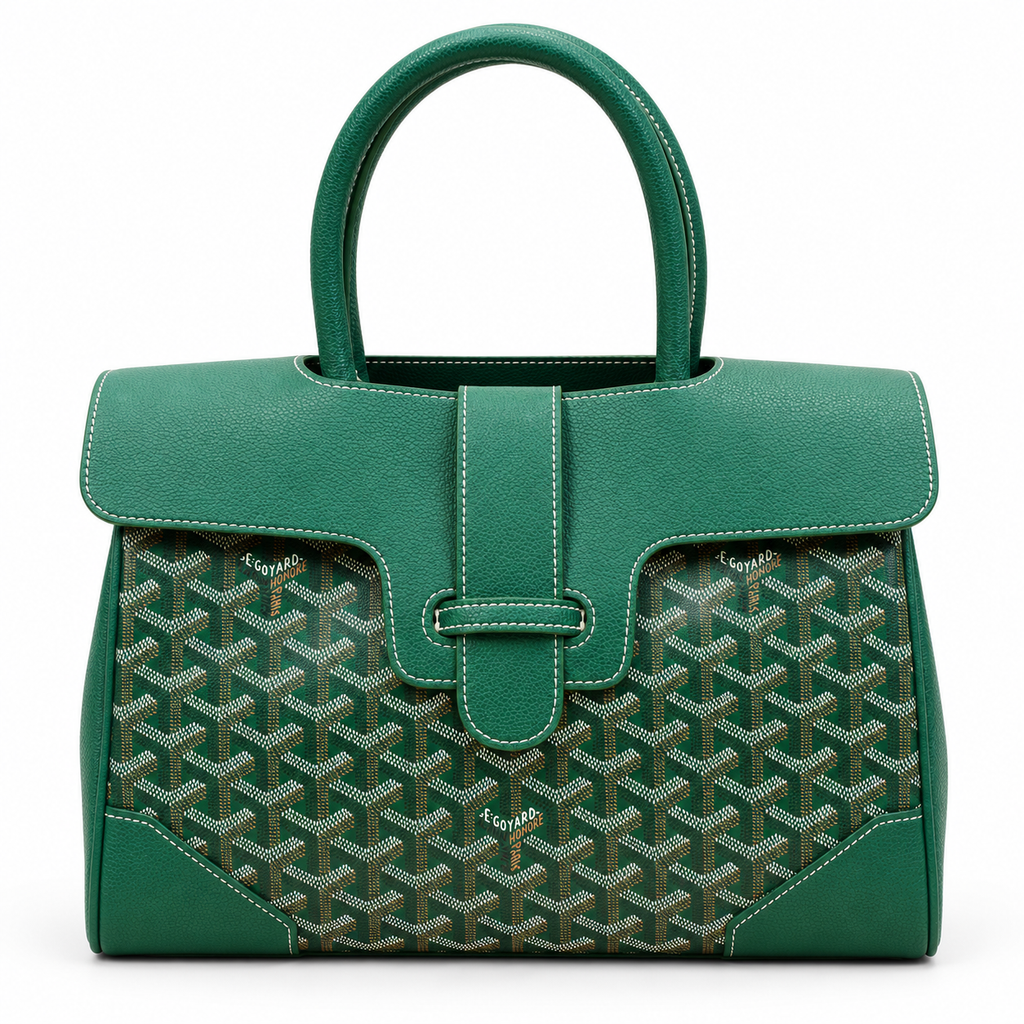 GY Green Chevron Top-Handle Bag - image 2