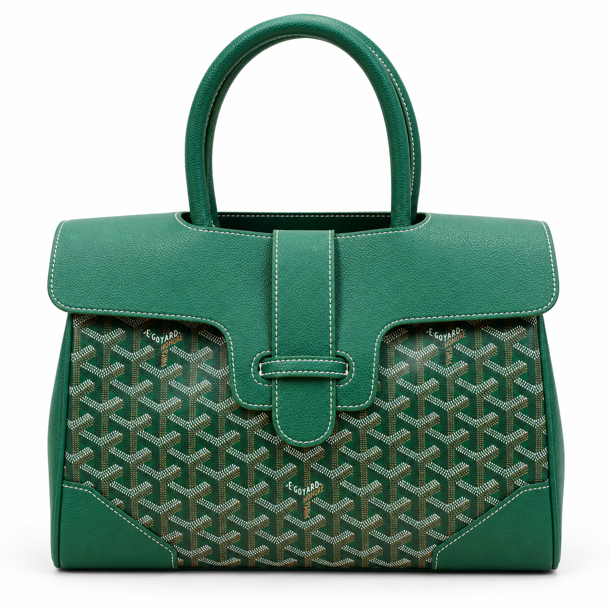 GY Green Chevron Top-Handle Bag - image 2