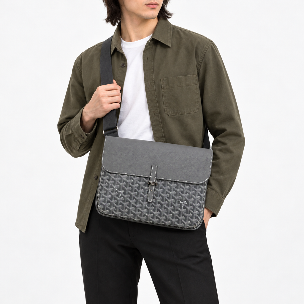 GY Grey Monogram Messenger Bag - image 1