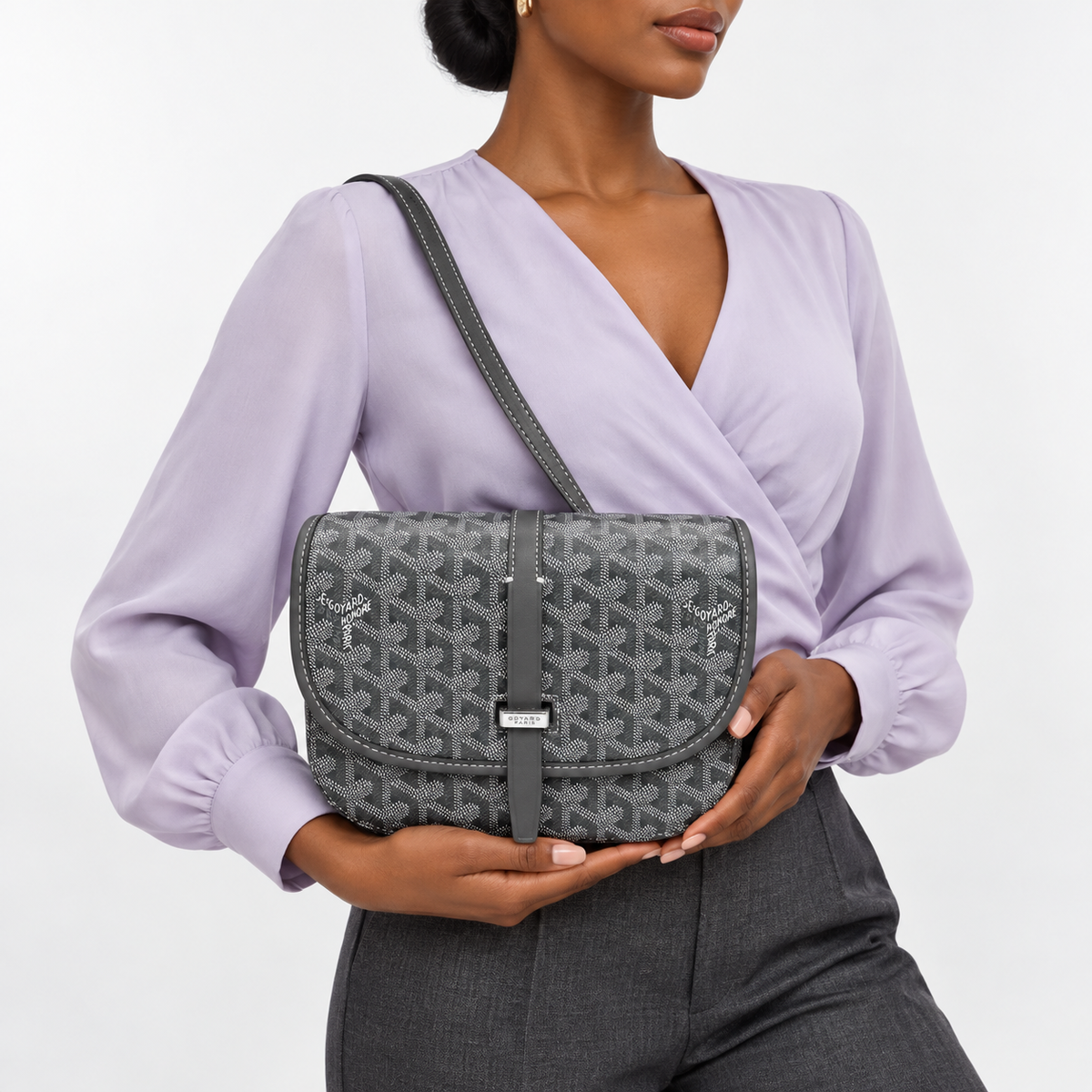 GY Grey Monogram Shoulder Bag - image 1