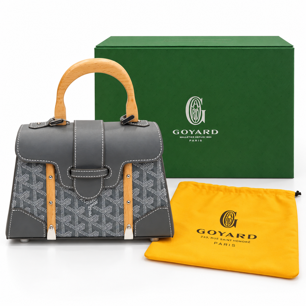 GY Grey Monogram Wood-Handle Bag - image 3