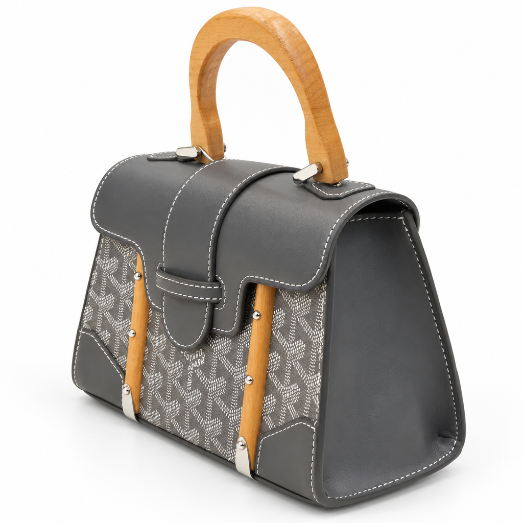 GY Grey Monogram Wood-Handle Bag - image 4