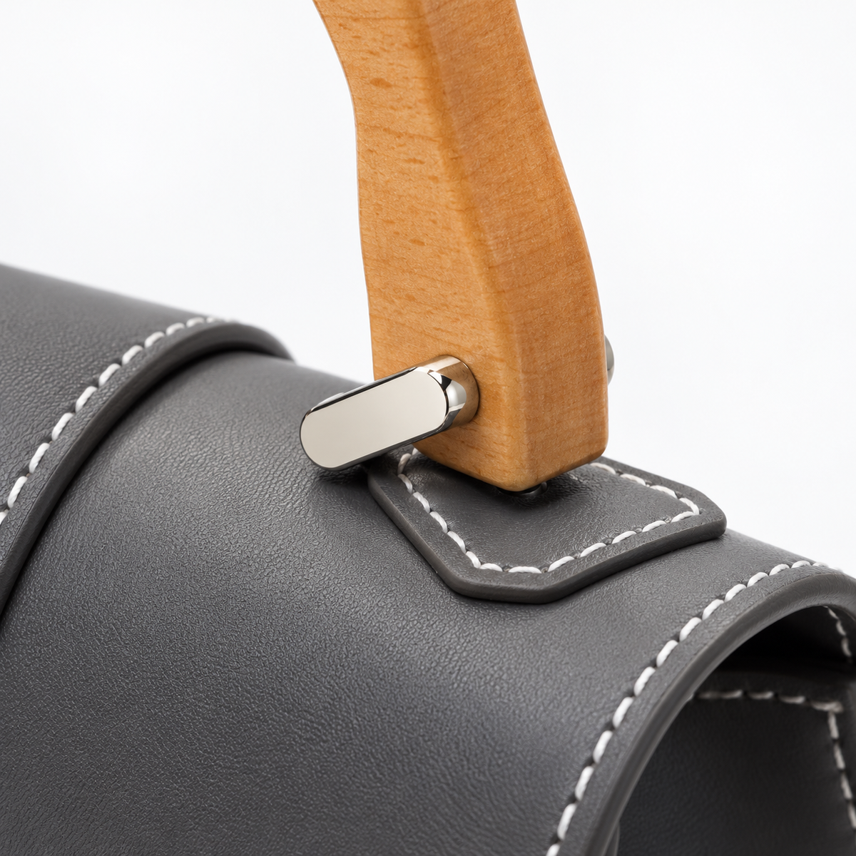 GY Grey Monogram Wood-Handle Bag - image 6