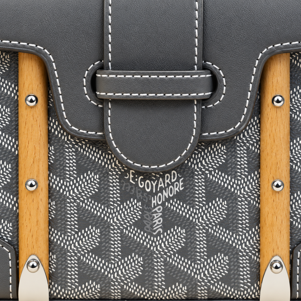 GY Grey Monogram Wood-Handle Bag - image 7