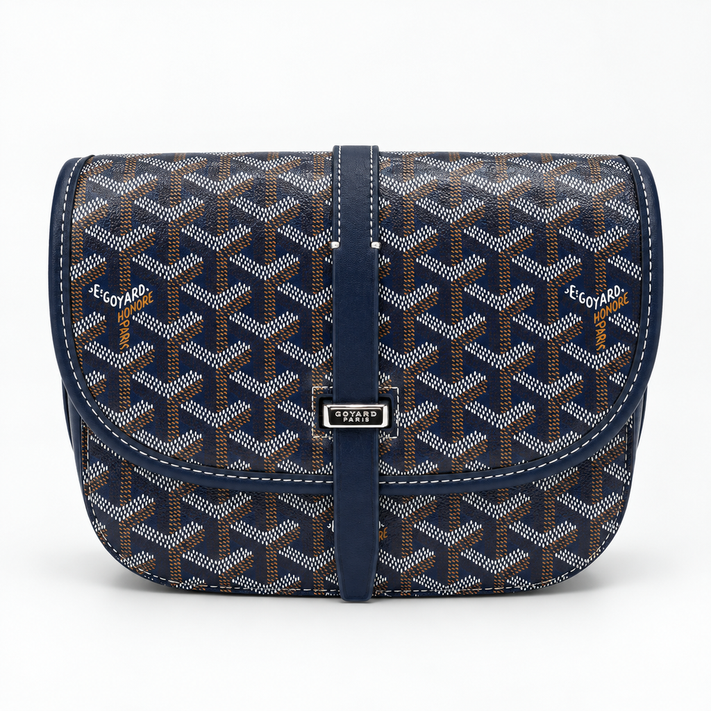 GY Navy Monogram Saddle Shoulder Bag - image 2