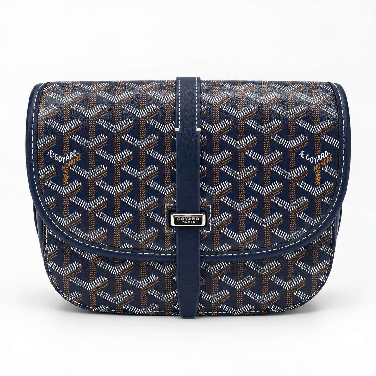 GY Navy Monogram Saddle Shoulder Bag - image 2