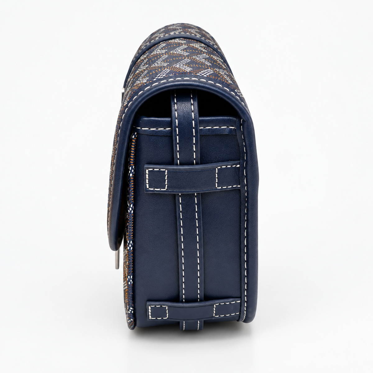 GY Navy Monogram Saddle Shoulder Bag - image 4