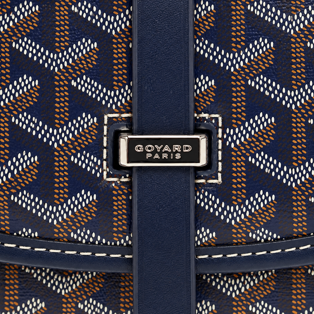 GY Navy Monogram Saddle Shoulder Bag - image 6